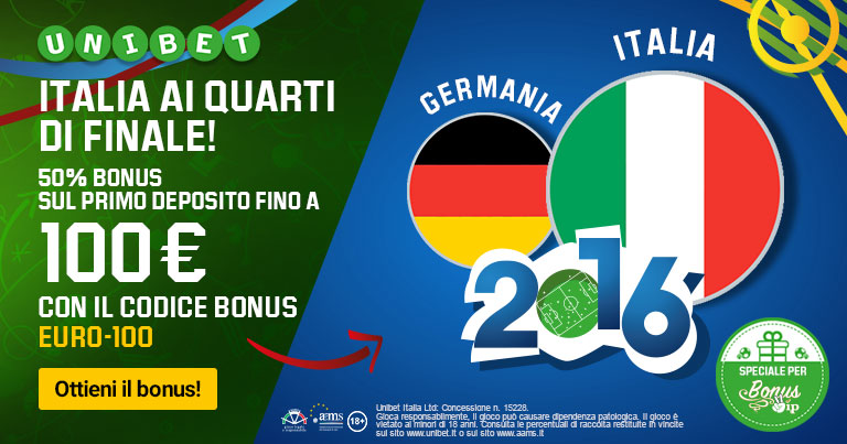 Bonus Unibet Germania - Italia su Bonusvip