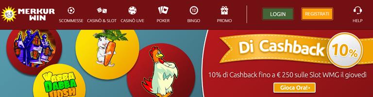 merkurwin cashback10 - promozione casino' di Merkur-Win